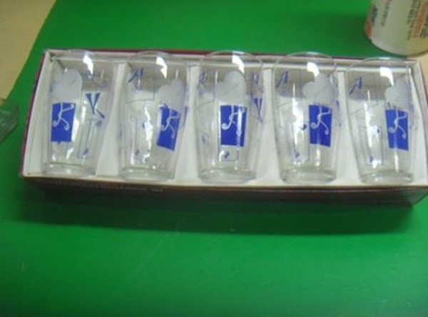 다줄래 일본 유리 컵 5개세트 구형 미사용 엔틱유리잔