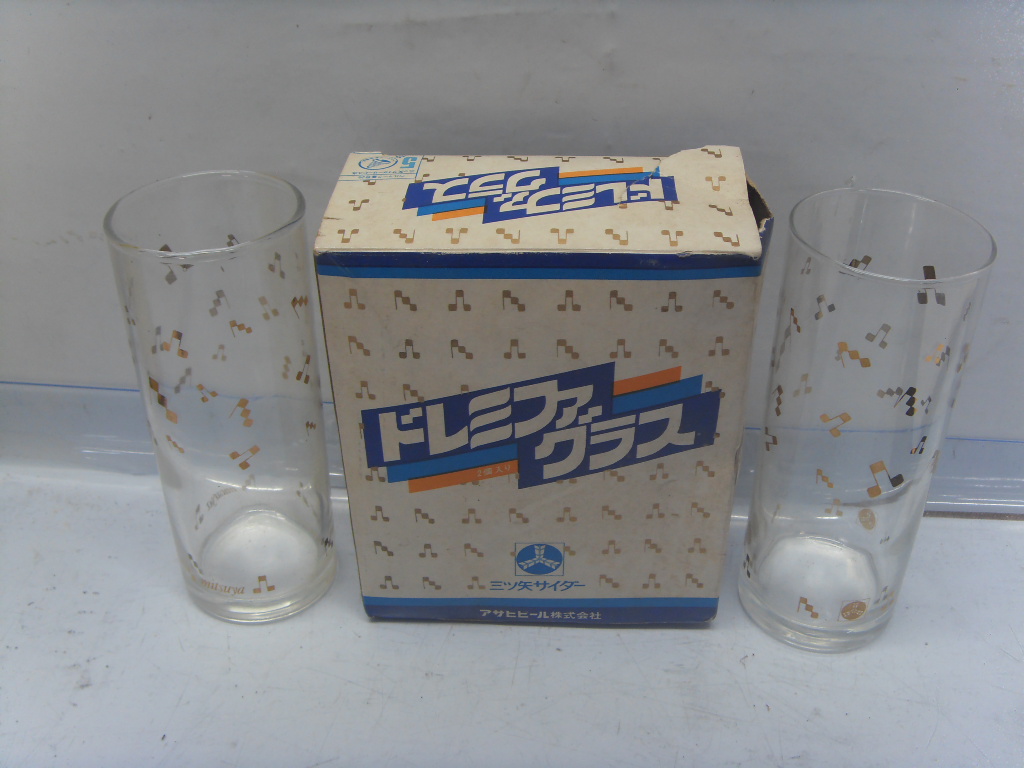 사줄래1 일본 엔틱 컵 음표 유리잔 2개 세트 미사용